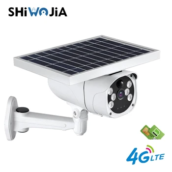 

SHIWOJIA 1080P HD Outdoor Surveillance Hunting LED Alarm CCTV Camera Solar Power Security IP Camera 4G SIM Card Battery