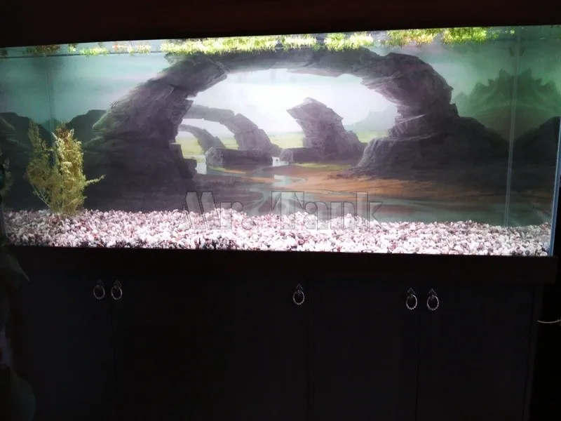 Mr.Tank ПВХ аквариум фон плакат 3D эффект каменные арки ворота HD ландшафт
