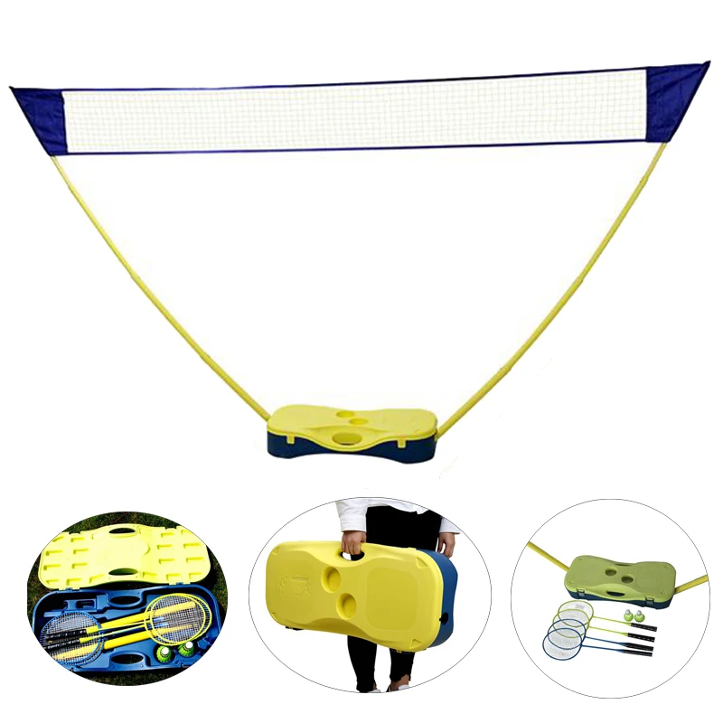 

Portable Badminton Net Set Frame Support 4PCS Training Rackets With Nylon Badminton Mesh Tennis Net Shuttlecock Network