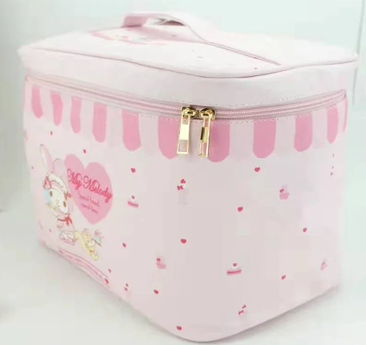 Милая розовая косметичка с рисунком из мультфильма My Melody, большая косметичка, Водонепроницаемый женский косметический чехол, органайзер для путешествий, сумки для туалетных принадлежностей