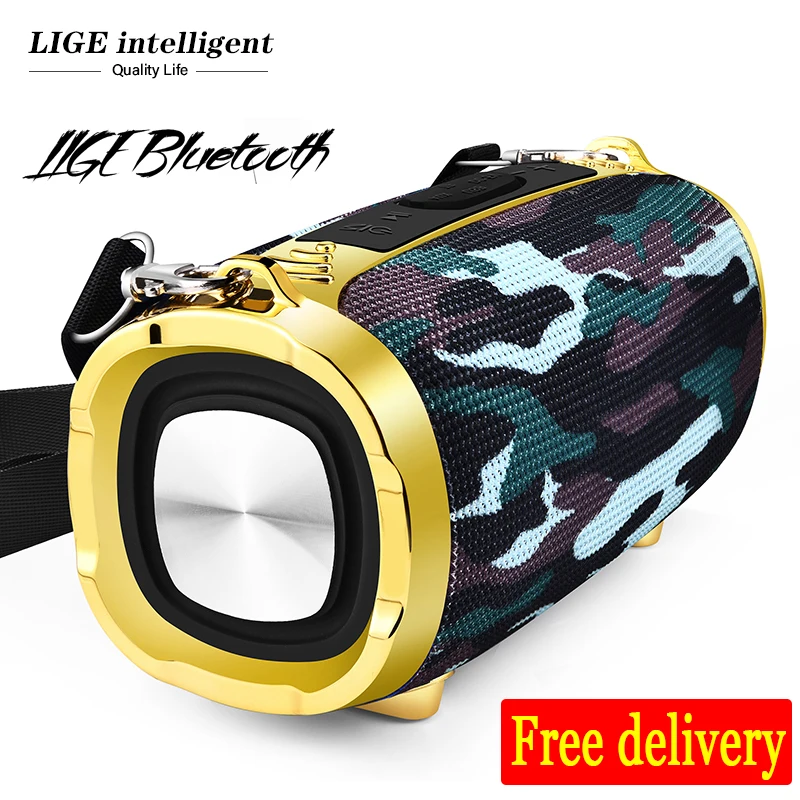 

LIGE Wireless Best Bluetooth Speaker Waterproof Portable Outdoor Big Column Box Loudspeaker Speaker Support TFCard FM Radio Aux