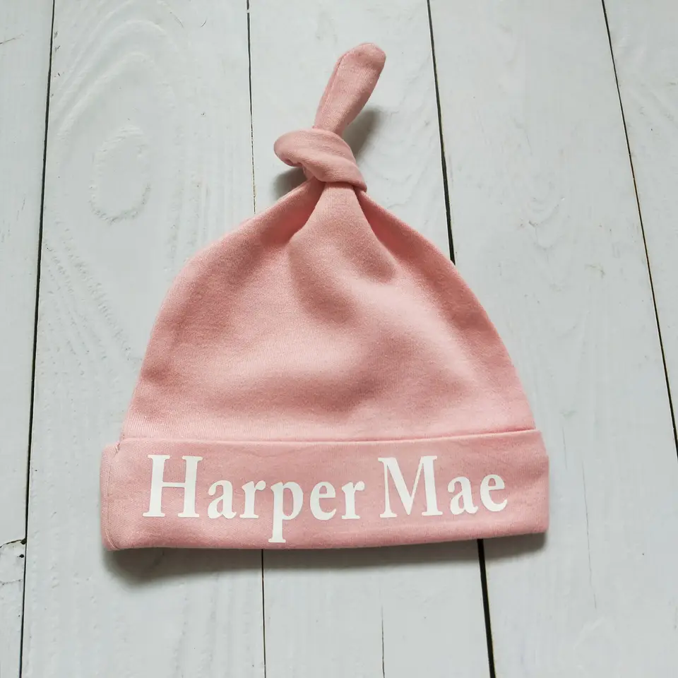 newborn baby hat with name