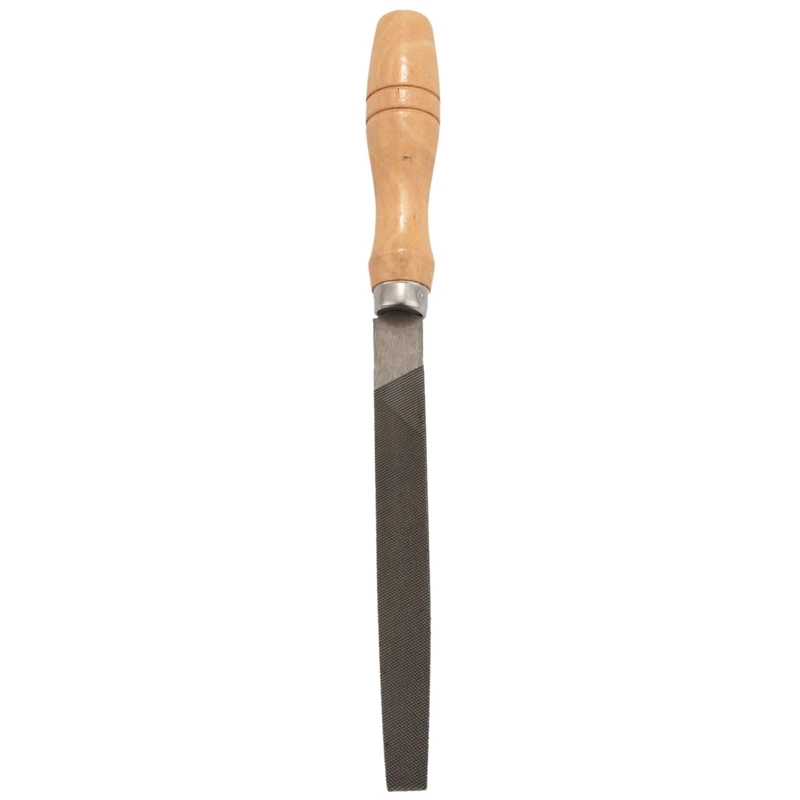 High Carbon Steel File Set with Wooden Handles Rasp File for Wood, Metal, Plastic, 5 Pieces (Steel File)