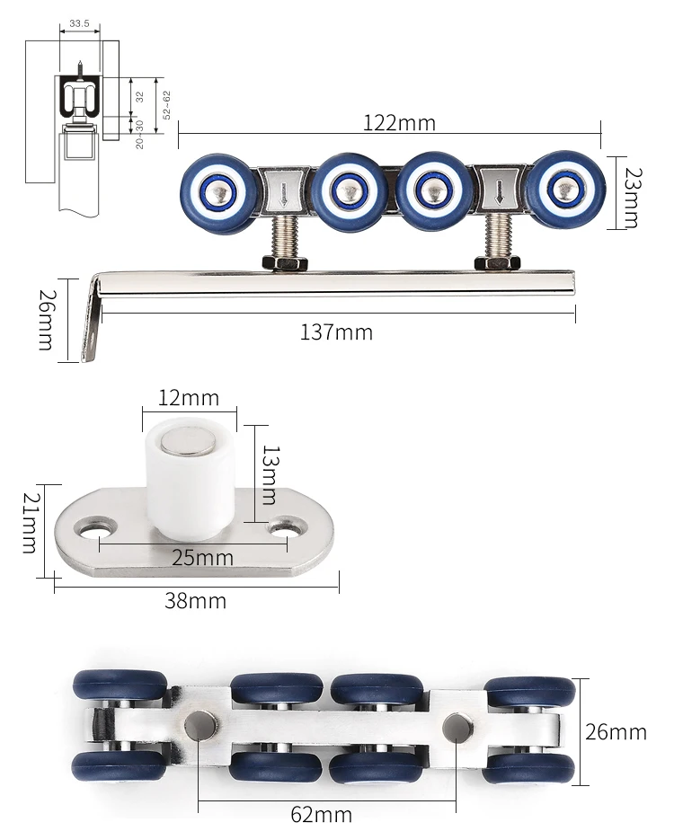 2 Teile/satz Schiebetür Roller Hardware Rutsche Türen Pulley 4/8 Räder  Hause Zimmer Holz Tür Hängen Räder Schiene Track Pulley - Industrie &  Handel - Temu