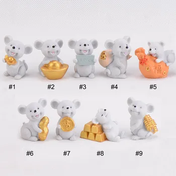 

1 Pc Grey Mouse Animal Ornaments Fairy Garden Decor Resin Hand-painted Plant Potted Miniature Figurines Decoration Accessories
