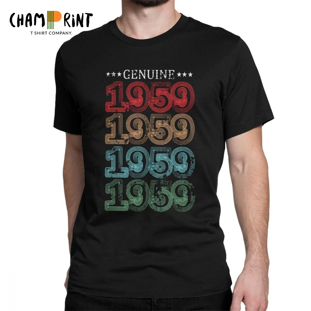 1959 60 Years Old 60th Birthday Gift for Dad Men's T-Shirt Short Sleeved Tees 100% Cotton T Shirt Hipster Clothes Summer Tops |
