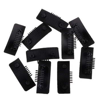 

10 Pcs 7-Teeth Steel Snap Comb Clips with Magic Sticky Buckle for Hair Extension Wefts Hairpieces DIY Use Rubber Backing
