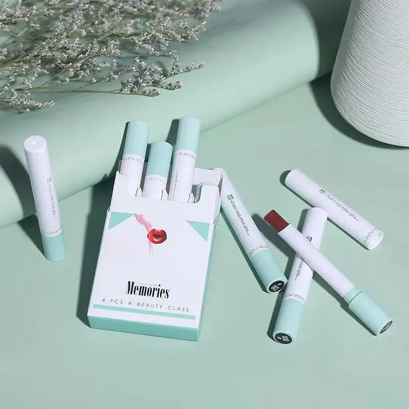 4 pcs Beautiful Lipstick Set Cigarette Lip Makeup Matte Waterproof Long lasting Lip stick Nude Sexy Red Easy to wear Lip Balm 4 pcs Beautiful Lipstick Set Cigarette Lip Makeup Matte Waterproof Long lasting Lip stick Nude Sexy Red Easy to wear Lip Balm
