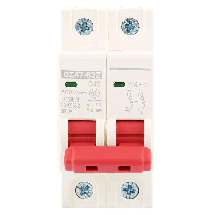 

2P DC Circuit Breaker 40A Mini Circuit Breaker 500V MCB Safety Breaker DZ47-63Z-2P