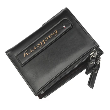

Men's Short Wallet Business Casual Zip Wallet Korean Open PU Leather Multifunction Coin Purse Magnetic Buckle