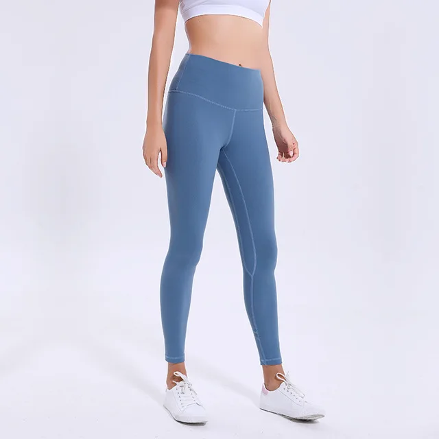 Light blue NWT/ Eshtanga спортивные лосины Одежда высшего качества женское для занятий йогой, бега Штаны с эластичной резинкой на талии, с однотонные лосины-стрейч Размеры XS-XL - Цвет: Light blue