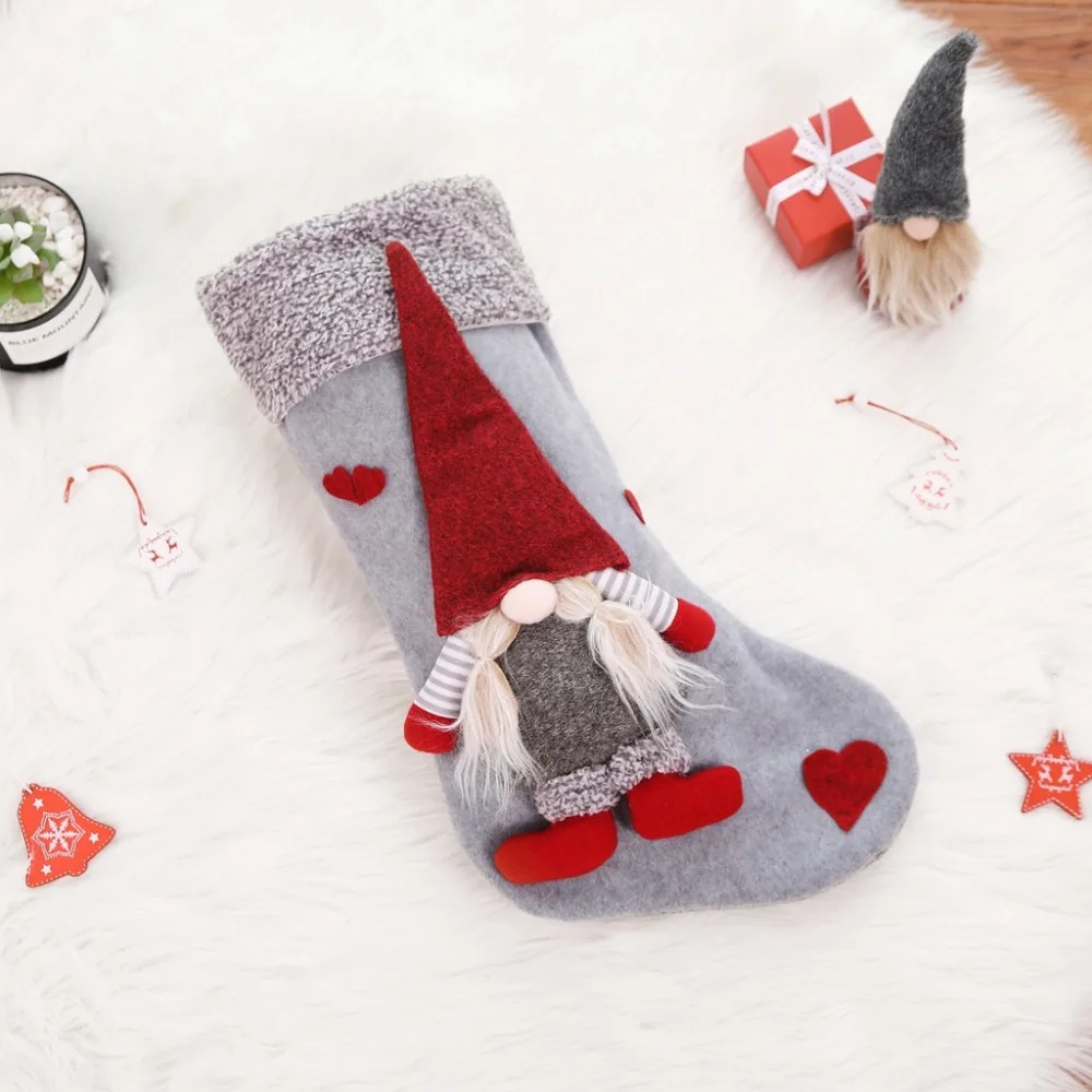 Рождественские чулки кулон "носок" украшения для одежды мультяшная безликая кукла Рождественская елка носки декоративные подарочные сумки для детей HH4