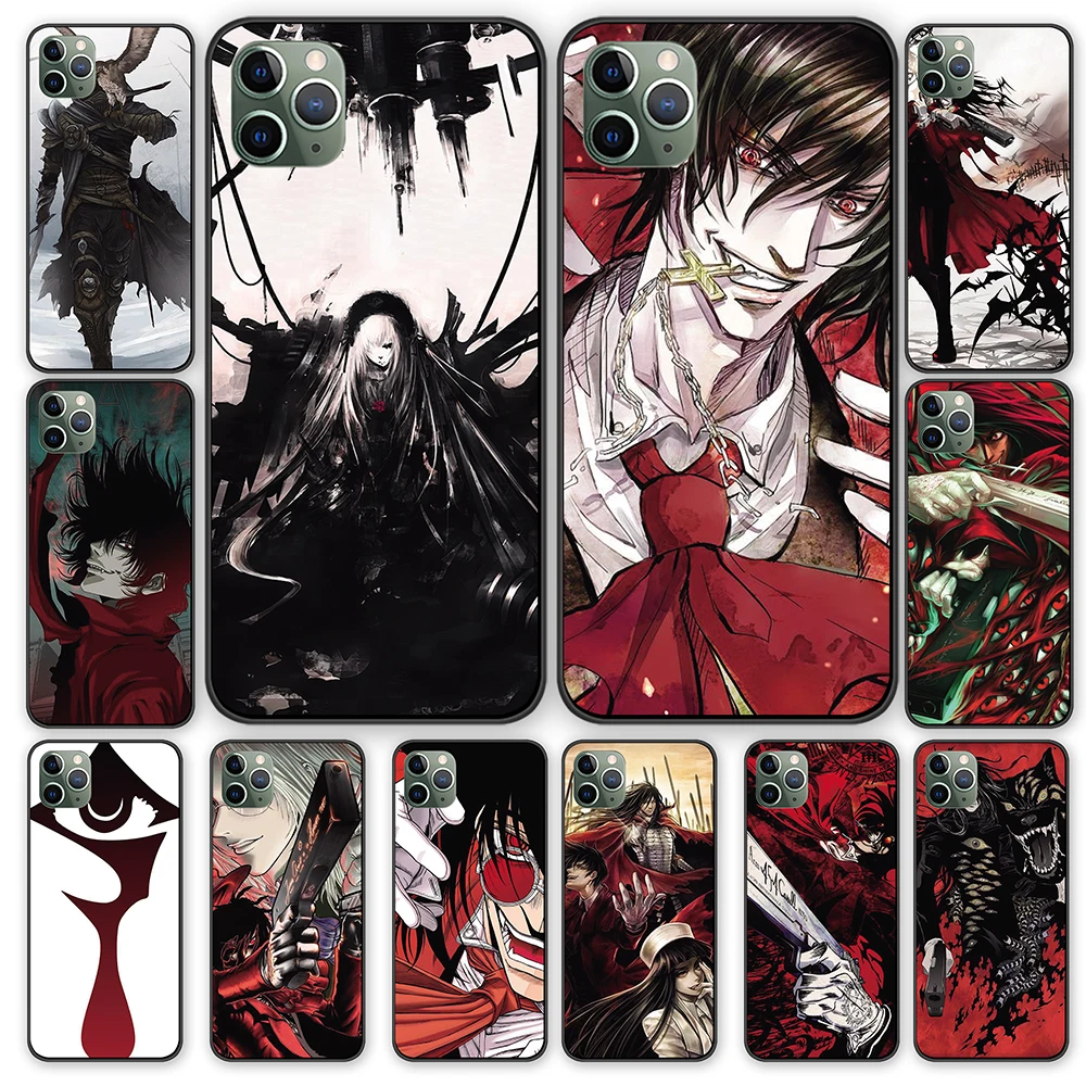 Аниме Fanart Hellsing comic черный чехол ТПУ для iPhone 5 5S 6 6s 7 8 Plus X XS XR 11 Pro Max|Чехлы-накладки| |