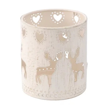 

Adorable Practical Christmas Brush Barrel Iron Art Candleholder Christmas Candleholder Candle Stick for Living Room Table