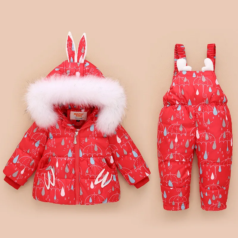 children-winter-set-new-baby-down-coat-2pcs-set-thick-real-fur-collar-infant-snowsuit-and-overall-1-3y-baby-girl-clothes