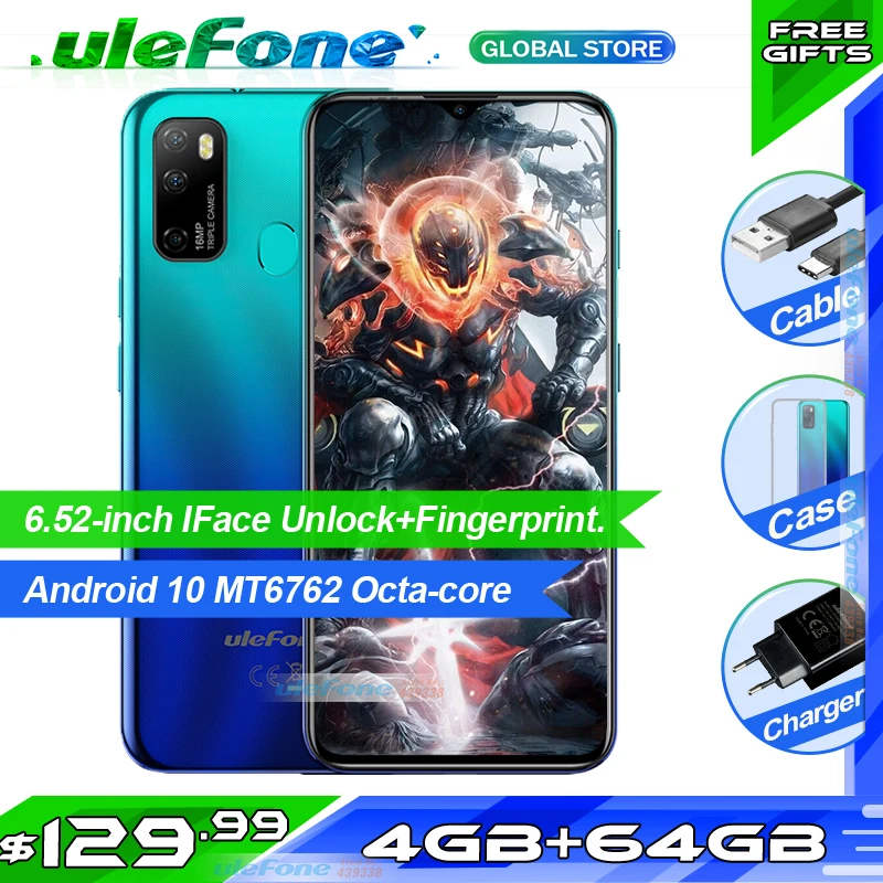 Ulefone Note 9P смартфон на Android 10 4G четырехъядерный четыре ядра 4 Гб + 64 ГБ 6 52 дюйма 16 МП