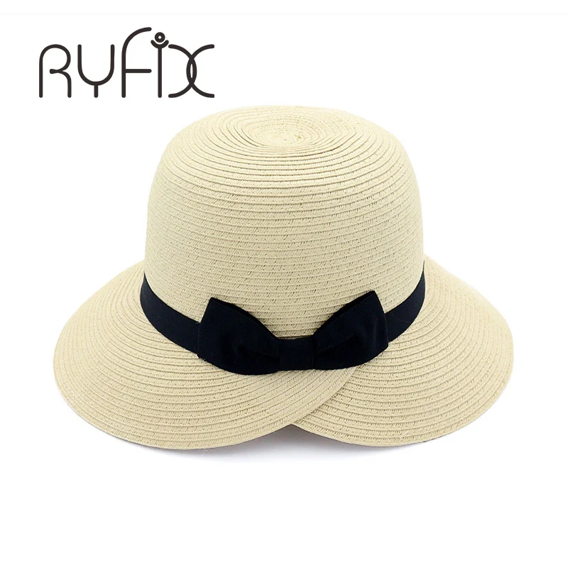 Beach resort visor hat bow ribbon straw hat summer beach sun hat for