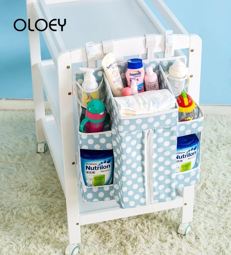 OLOEY большая емкость детская колыбель подвесная сумка для хранения игрушечный карман для пеленок для органайзера в горошек детская