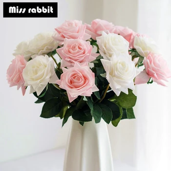 

White Rose Artificial Flowers Silk Real Touch for Wedding Decoration Winter Fake Big Flowers Red for Home Decor Autumn Red Rose