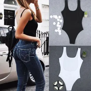

2019 Women Sexy Stretch Leotard Sleeveless Jumpsuit Bodycon Bodysuit Backless Solid Bodycon Romper Shirts S-XXL