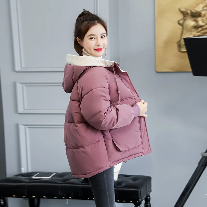 Stand Collar New Fashion Winter Jacket Women Cotton padded Outwear Hooded 7 Colors Female Short Coat Solid Parka