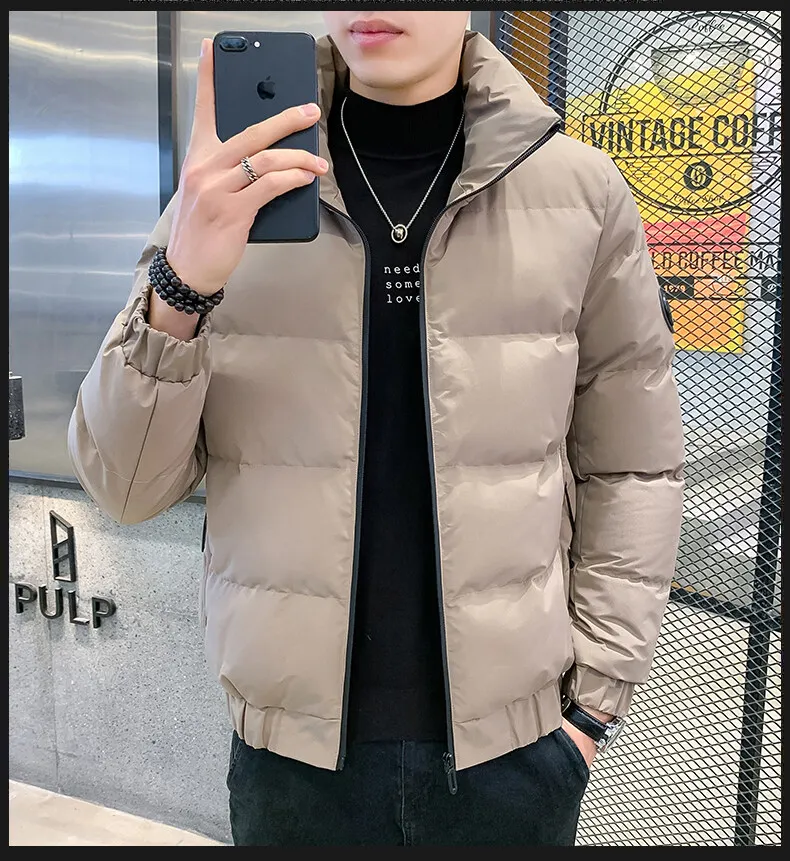 hooded parka Brand Fashion Men Winter Jacket Stand Collar Solid Color Male Warm Thick Coats Outerwear Black Khaki Size M-5XL faux fur lined parka