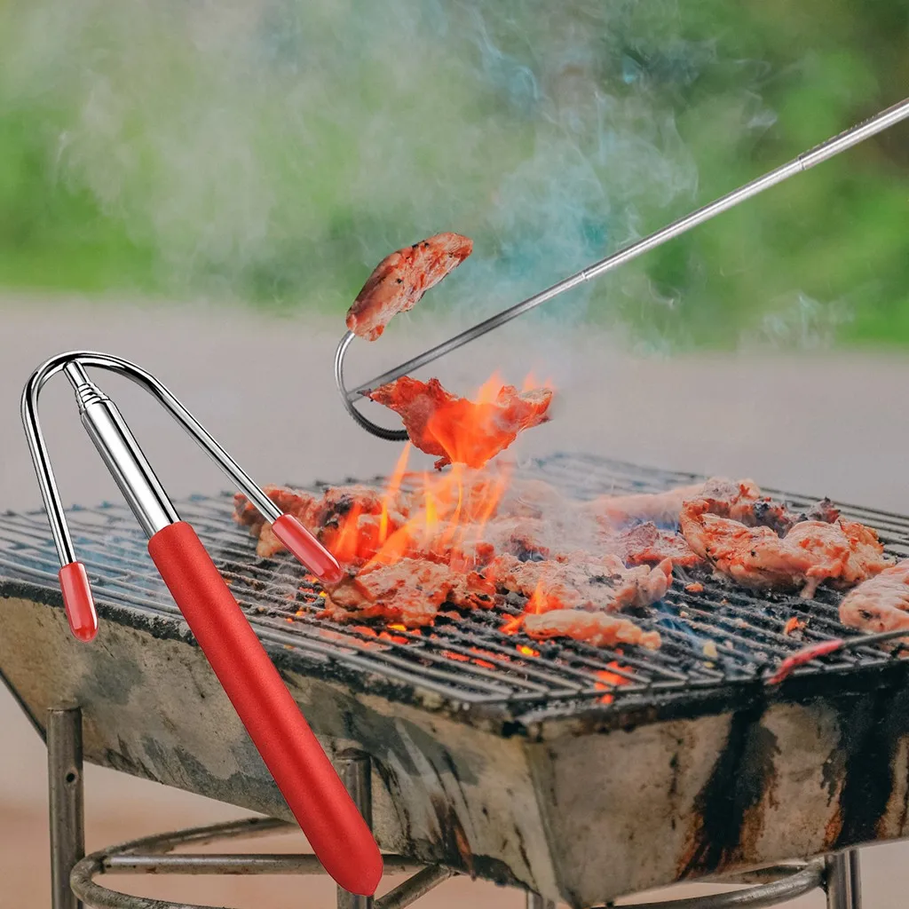 Telescoping Roasting BBQ Fork Sticks Camping Campfire Marshmallow Hot Dog Skewer 