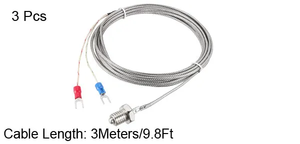 M10x3M Uxcell 3 шт. к-тип термопары температурные датчики M6/M8/M10/M12 резьбовой зонд с 1 м(3.3Ft)/2 м(6.6Ft)/3 м(9.8Ft) провод - Цвет: M10x3M