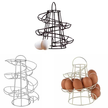 

Iron Art Basket Portable Stand DIY Eggs Holder Spiral Design Restaurant Display Rack Kitchen Storage Space Saving Decoration