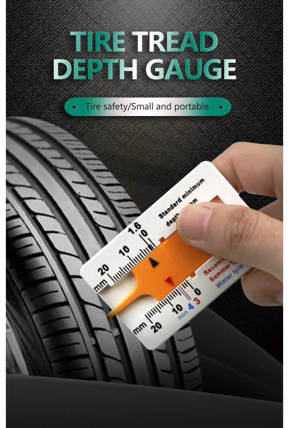 INGBONT Tyre Tire Tread Gauge Precise Car Tire Depth Thickness Meter Detection Bike Motor Truck Check Tester Measuring Tool