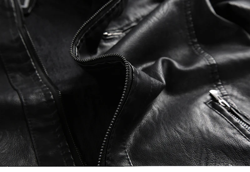 2019 Мужская мотоциклетная кожаная куртка осень зима плюс бархат PU мужская кожаная куртка стоячий воротник куртка-бомбер верхняя одежда