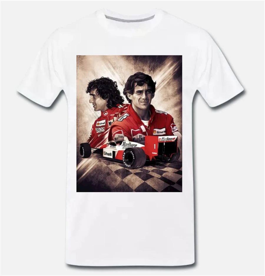 Футболка футболка Meme дань Ayrton Senna Alain Prost formala 1 Rivals 501 уличная забавная