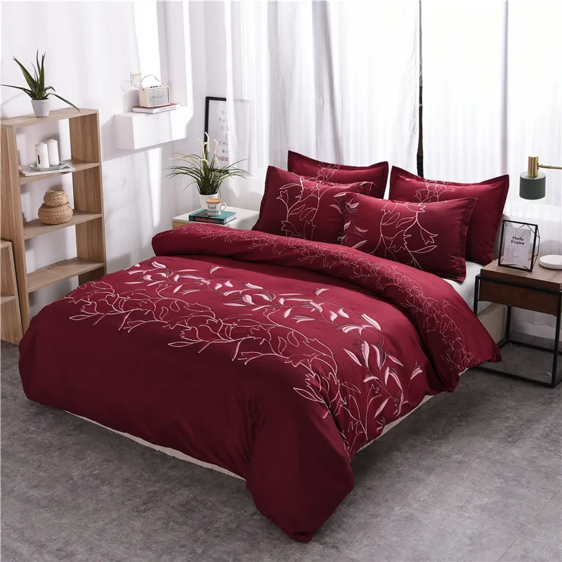 

Leaves Printed Duvet Cover Set 3pcs Bed Set Twin Double Queen size Bed linen Bedclothes bedding sets(No Sheet No Filling)