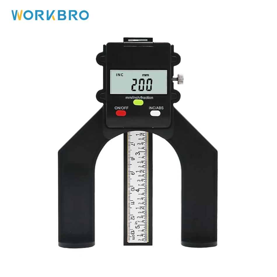 

WORKBRO LCD Digital Depth Gauge Digital Tread Depth Gauge LCD Magnetic Self Standing Aperture 80mm Hand Routers Measuring Tool