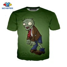 Летняя Новинка, мужская и женская модная повседневная футболка в стиле Харадзюку, футболка с 3D принтом из аниме «Растения против Зомби», футболка унисекс с круглым вырезом, S402