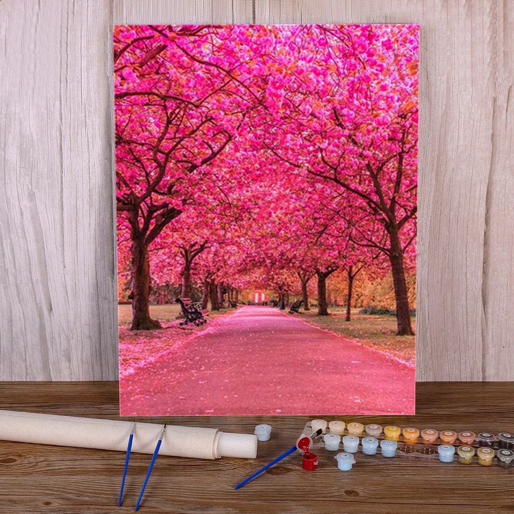 Pintura de paisaje al atardecer por números, conjunto de pinturas al óleo 50x70, lienzo, decoración de pared para niños, venta al por mayor|Pintura por números| -