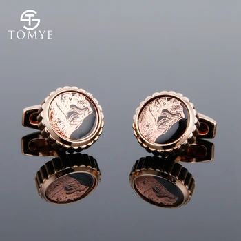 

TOMYE Men's Cufflinks Rose Gold High end Custom Enamel Alloy Luxury Cuff Links Wedding Jewelry XK19S101