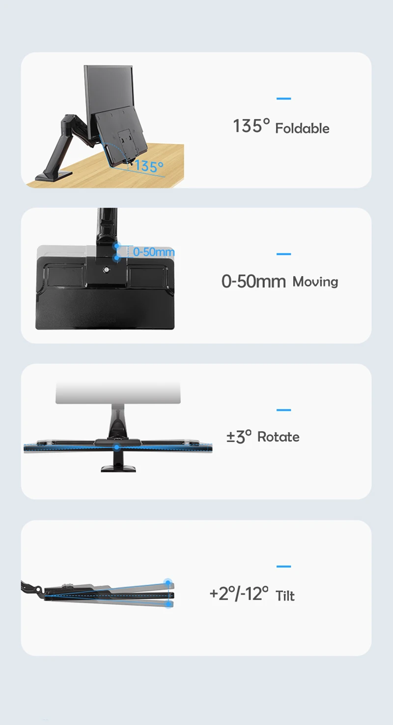 NB40 Ergonomic Height Adjust Computer Sit Stand Workstation 22-32 Inch Monitor Mount Bracket with Keyboard Plate Desk Stand 16 NB40 Ergonomic Height Adjust Computer Sit Stand Workstation 22-32 Inch Monitor Mount Bracket with Keyboard Plate Desk Stand 11