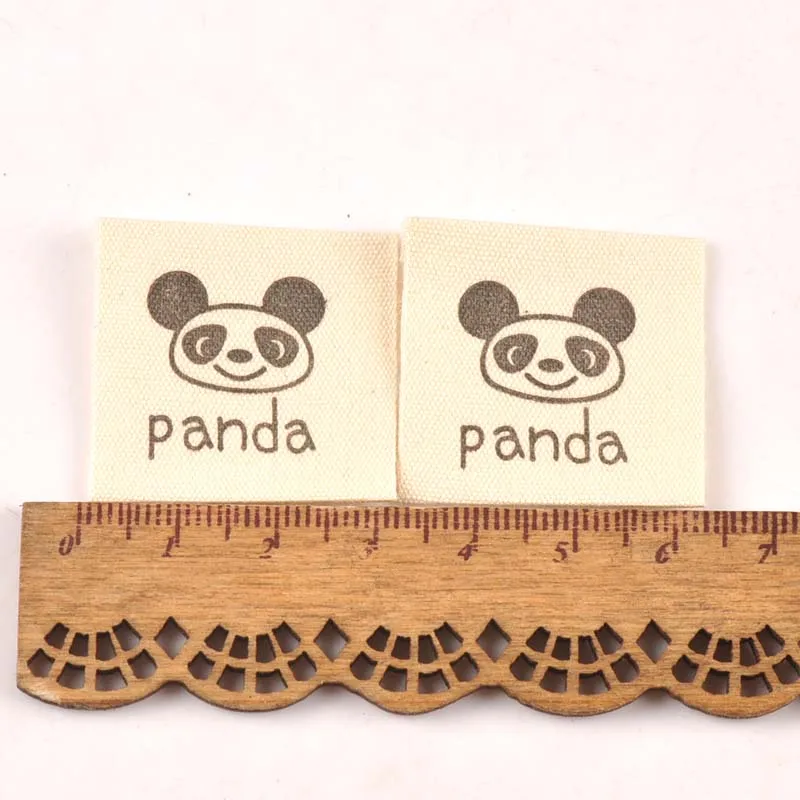 1 Animal/panda printed Beige cotton Woven Label For Clothing Care Labels Cartoon Shoes Bags Washable Garment Tags 50pcs cp2400 - Цвет: 1