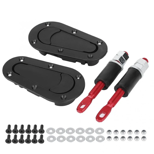 Hood Lock Car Universal Bonnet Cover Lock Key Pin Kit Security Lock Pin  Locking Hood Kit Latch(Black)