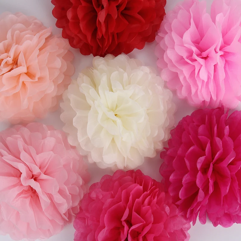 Best Offers Uds 10cm 20cm 30cm de papel Pom Flor de pompones bolas para decoración de boda suministros de fiesta de cumpleaños pompones de papel Decoración de casa 0KRQZkOE