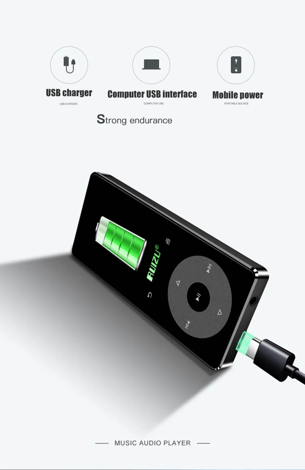Small & Light 8 Hr Battery Life Black Bush 4GB Mini MP3 Player Boxed 