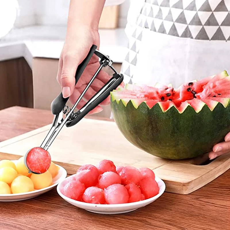 ZK30 Cookie Scoop Set Ice Cream Scoop 18/8 Stainless Steel Anti Slip Rubber Grip Cookie Dough Scooper Trigger Release