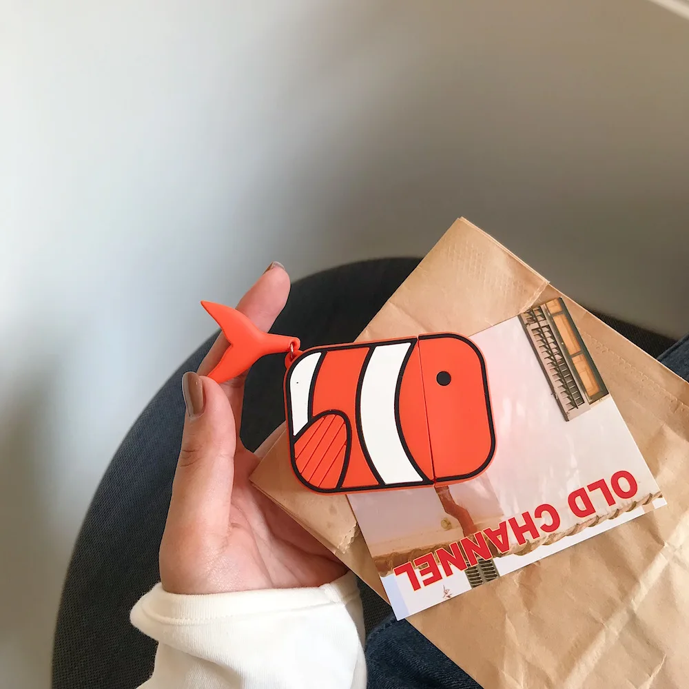 Чехол для наушников с изображением Кита клоуна рыбы для Airpods, чехол, симпатичный силиконовый защитный чехол для наушников с Bluetooth, два поколения