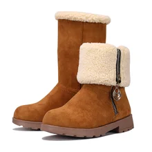 

Kebeguay girls'snow boots, suede, with hot zipper, medium size, for small children