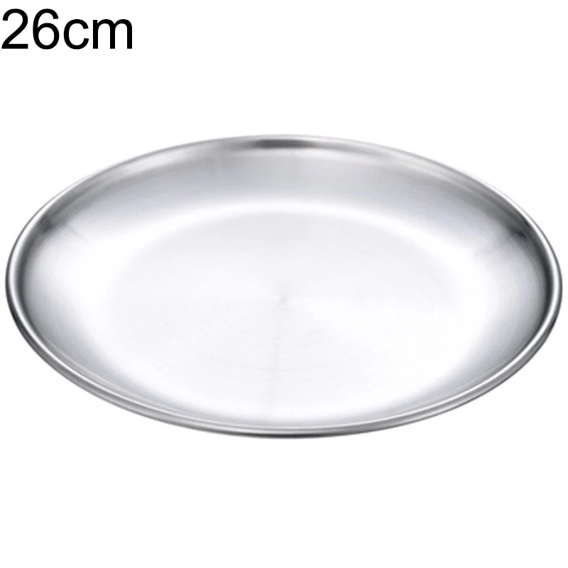 Stainless Steel Round Plate Food Snack Dry Fruit Restaurant Tray Salad Dish Bowl