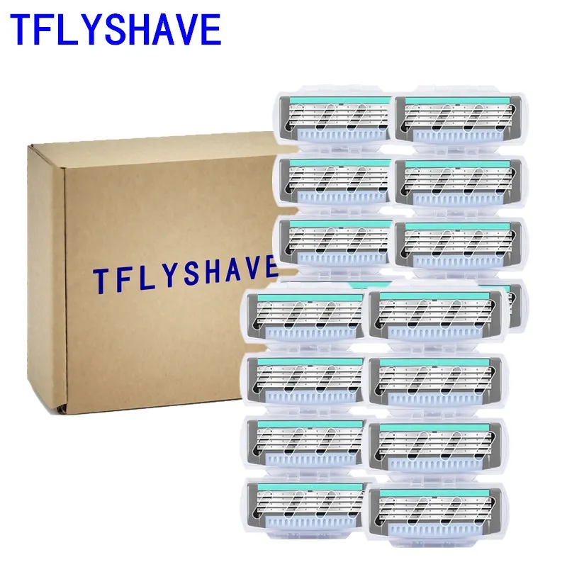 

TFLYSHAVE 16pcs/lot Men 4 Layers Shaver Razor Blades Beard Body Hair Remover Men High Quality Steel Shaving Razor Cartridge