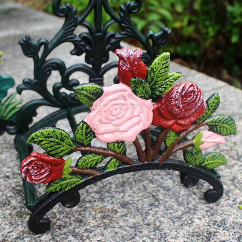 Hose Holder Cast Iron Rose Flower Decorative Hose Reel Hanger Antique  Garden Hose Holder Wall Mounted Lawn Garden Equipment Home