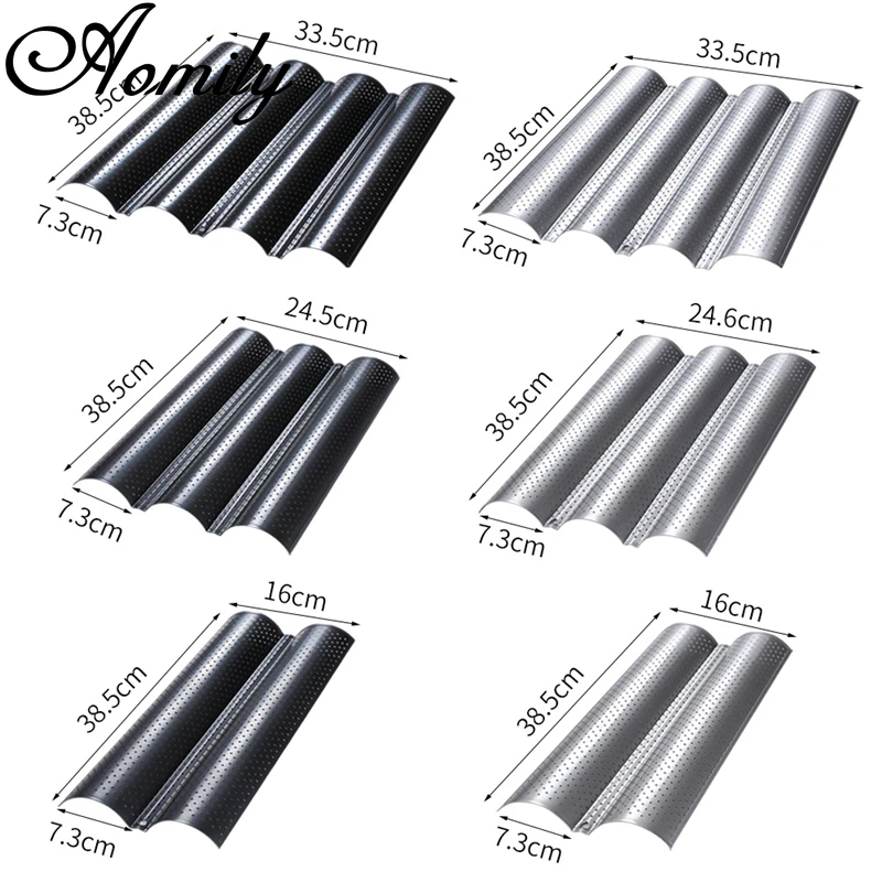 Amoliy French Stick Mould Carbon Steel 2/3/4 Groove Long Baguette Bread Baking Tray Mold Baguette Bake Mold Pan Bakery Tools