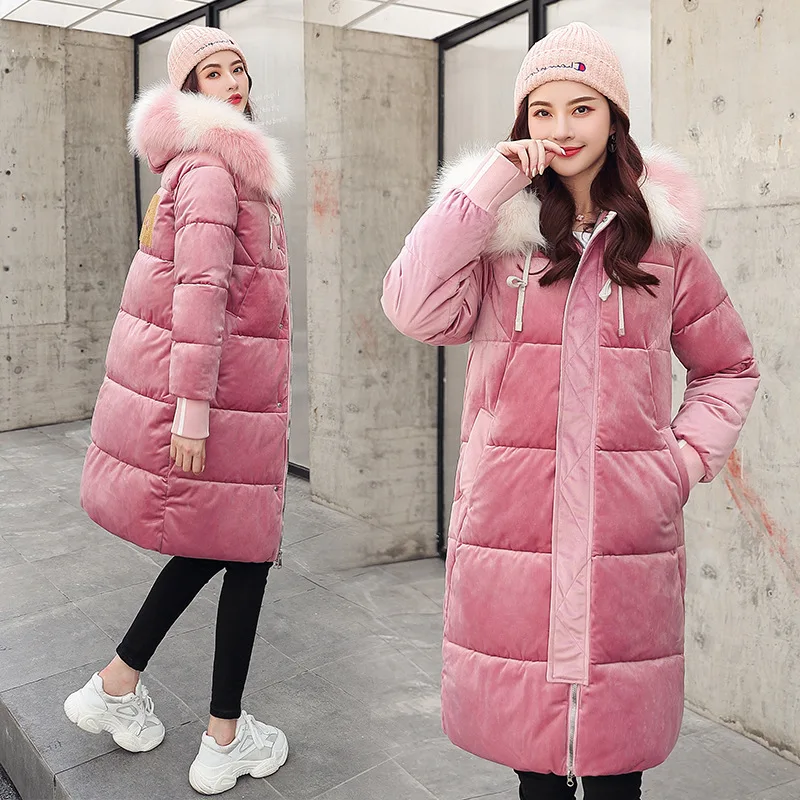 

Mid-length Cotton-padded Clothes Women's 2019 Winter New Style Liz Velvet WOMEN'S Cotton Padded Clothing Korean-style Slim Fit S